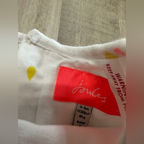 Joules 3-6m Ballerina Romper Bodysuit White Pink Blue Bright Spring - Picture 2 of 2